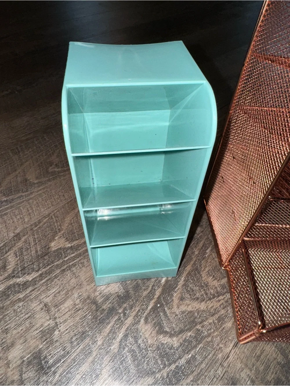 Metal Mesh Jewelry Organizer with Drawer - Copper Finish